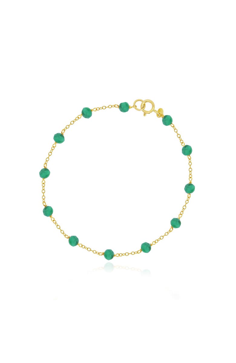The Lovery Fine Jewelry Emerald Bead Chain Bracelet, Main, color, Emerald