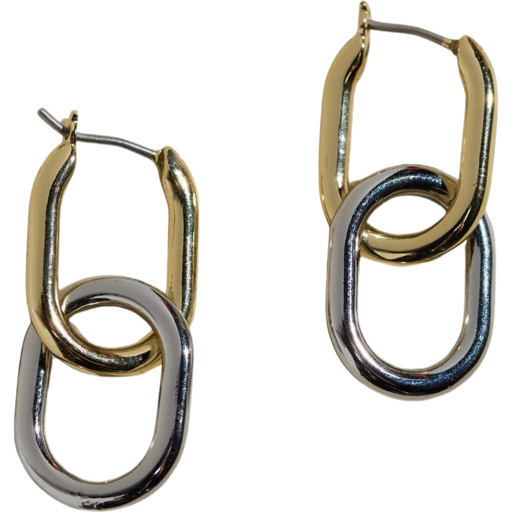 Nickel & Suede Mixed Metal Chain Link Hoop Earrings In Multi