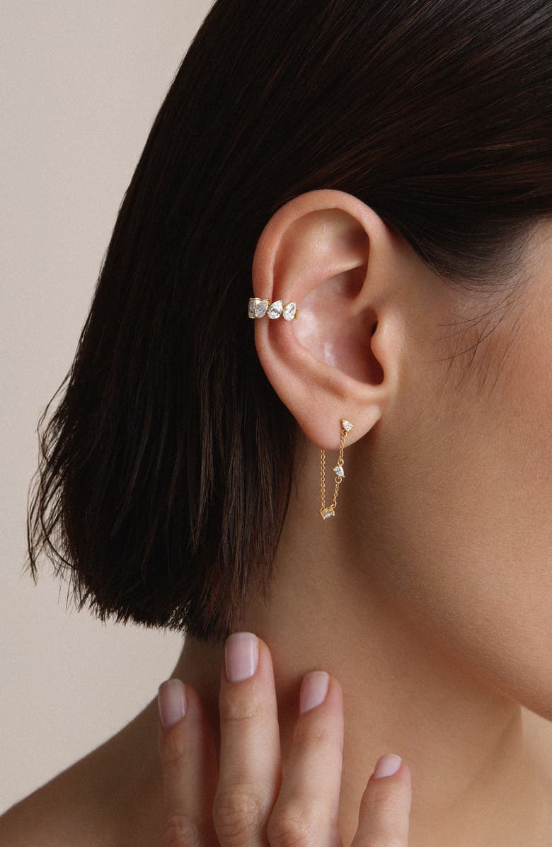 Adina Reyter Lab Grown Pear Cut Diamond Chain Drop Earrings, Alternate, color, 14K Yellow Gold