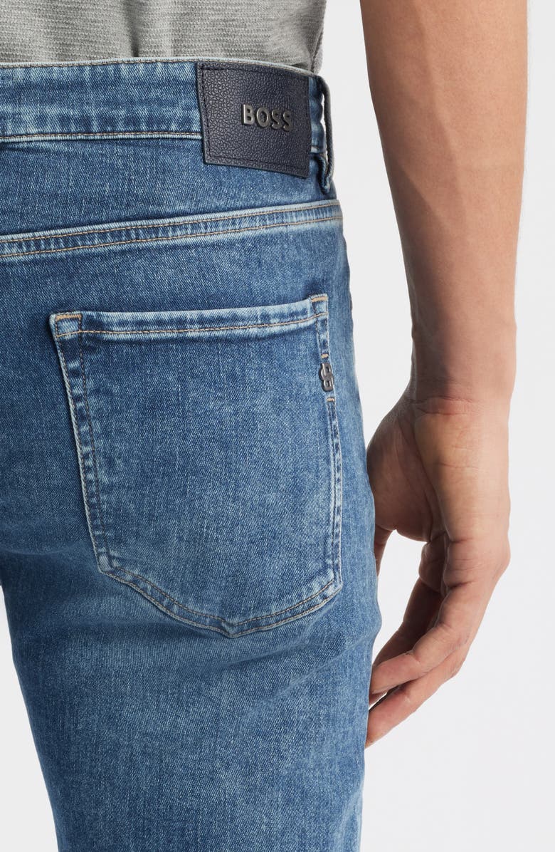 BOSS Delaware Slim Fit Stretch Jeans, Alternate, color, Medium Blue