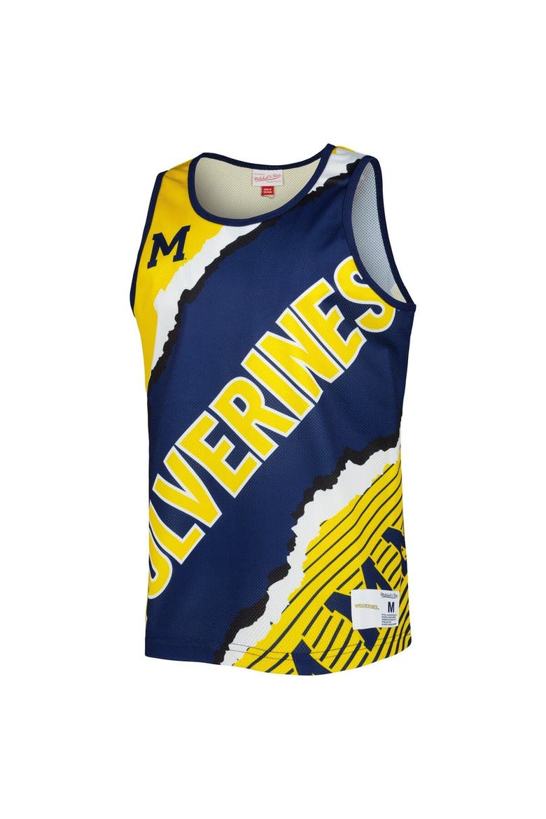 Men's Mitchell & Ness Navy/Maize Michigan Wolverines Jumbotron 2.0 Sublimated Tank Top, Alternate, color, Navy