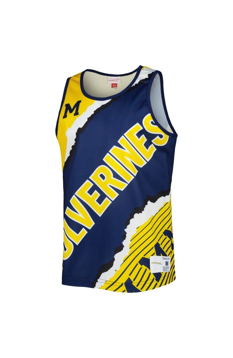 Mitchell & Ness Men's Mitchell & Ness Navy/Maize Michigan Wolverines Jumbotron 2.0 Sublimated Tank Top, Alternate, color, Navy