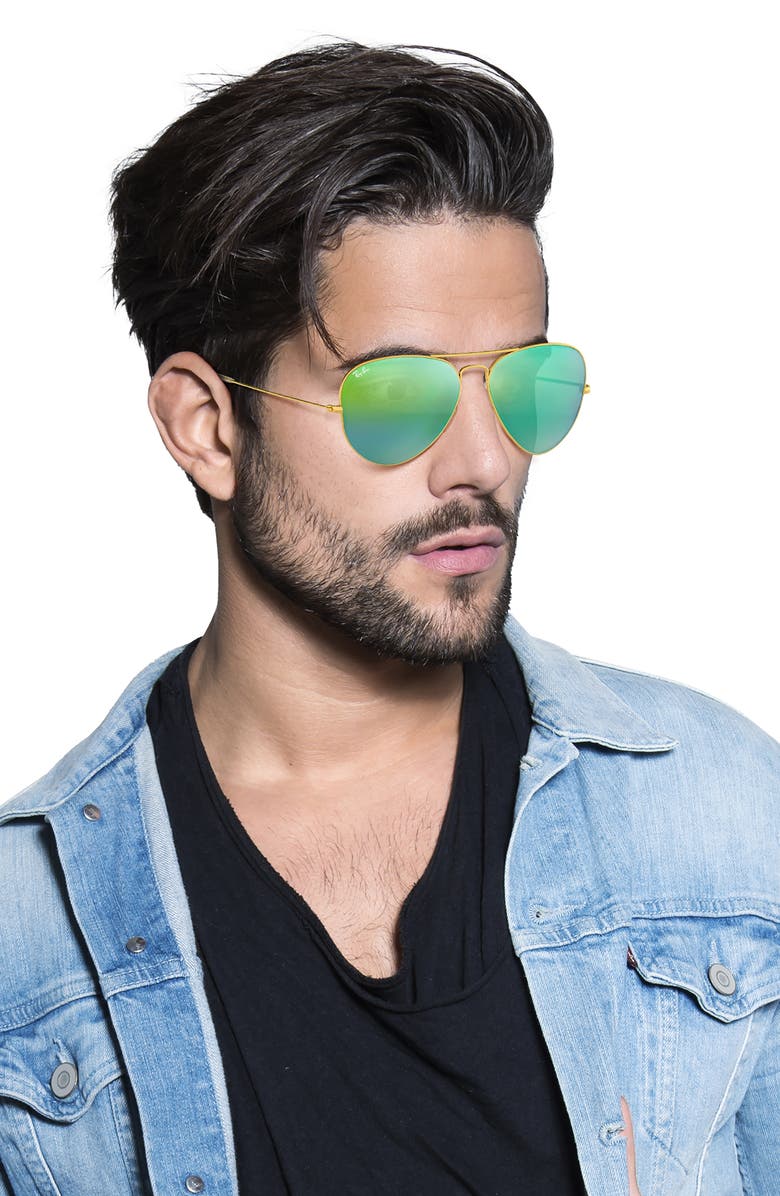 Ray-Ban 58mm Mirrored Aviator Sunglasses, Alternate, color, 