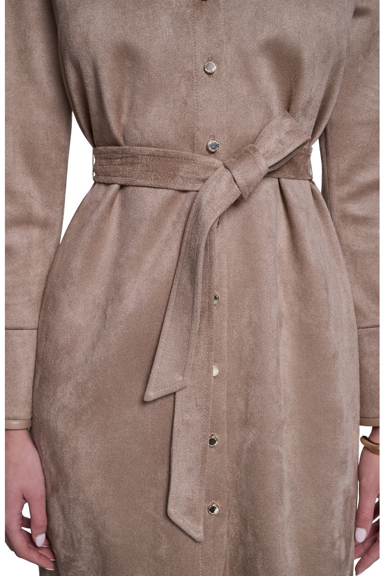 Long Sleeve Suede Shirt Dress, Alternate, color, Spiced Almond