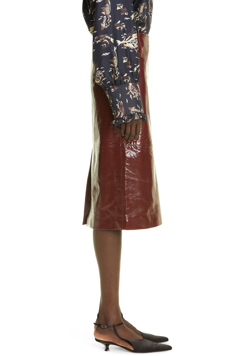 The May Patent Lambskin Leather Pencil Skirt, Alternate, color, BORDEAUX