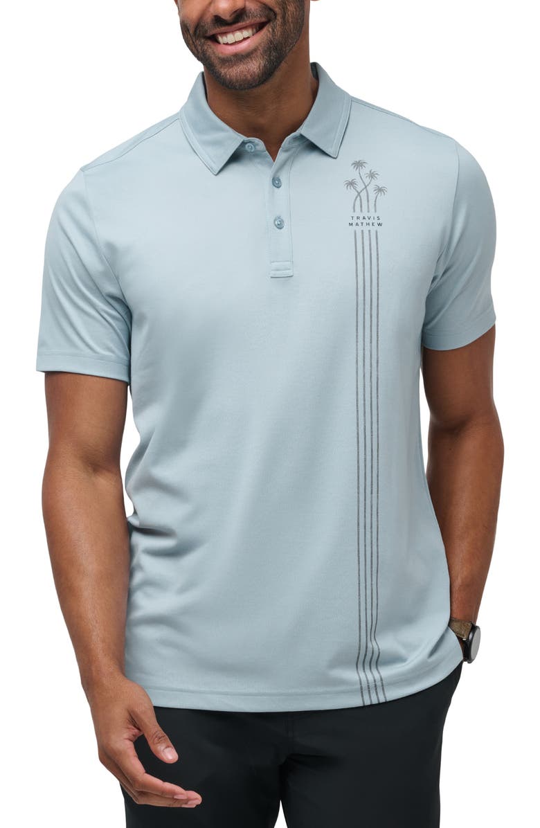 TravisMathew Pacific Vibe Cotton Blend Polo, Main, color, Heather Dusty Blue