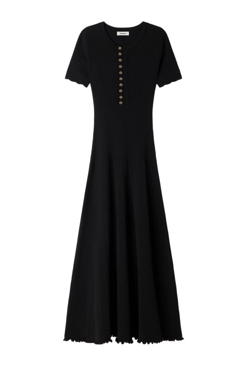 Ribbed knit maxi dress, Alternate, color, Black