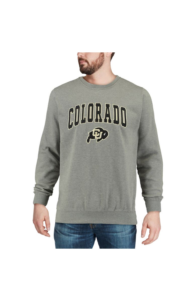 COLOSSEUM Men's Colosseum Heather Gray Colorado Buffaloes Arch & Logo Crew Neck Sweatshirt, Alternate, color, Heather Gray