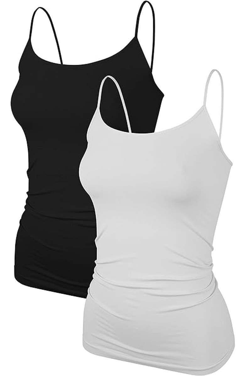 Malibu Sugar Two solid camis - Big Kid, Main, color, Black-White