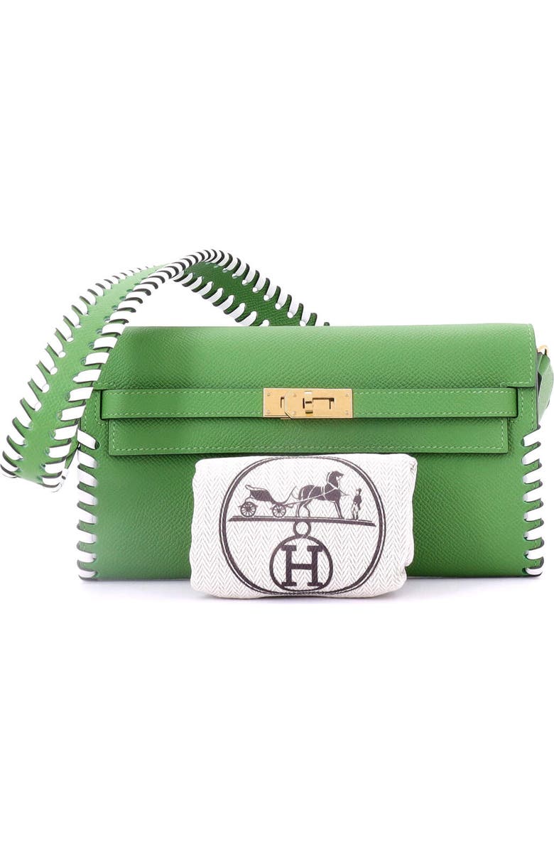 Pre-Owned Hermes Kelly To Go Wallet Tressage Epsom, Alternate, color, Vert Yucca