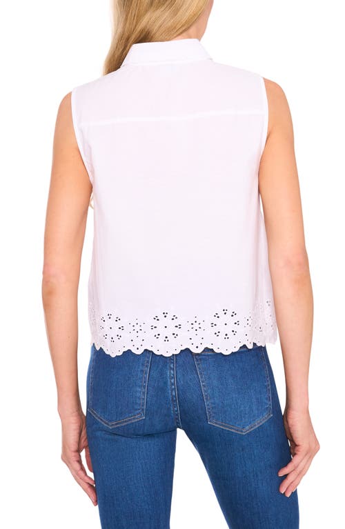 Cece Cotton Eyelet Sleeveless Button-up Shirt