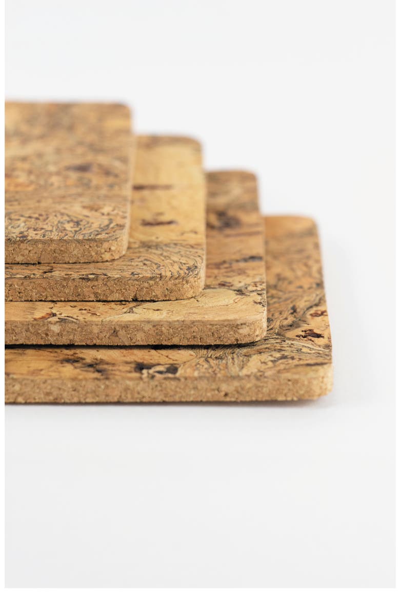 Natural Cork Square Coaster Set of 8, Alternate, color, Natural Cork