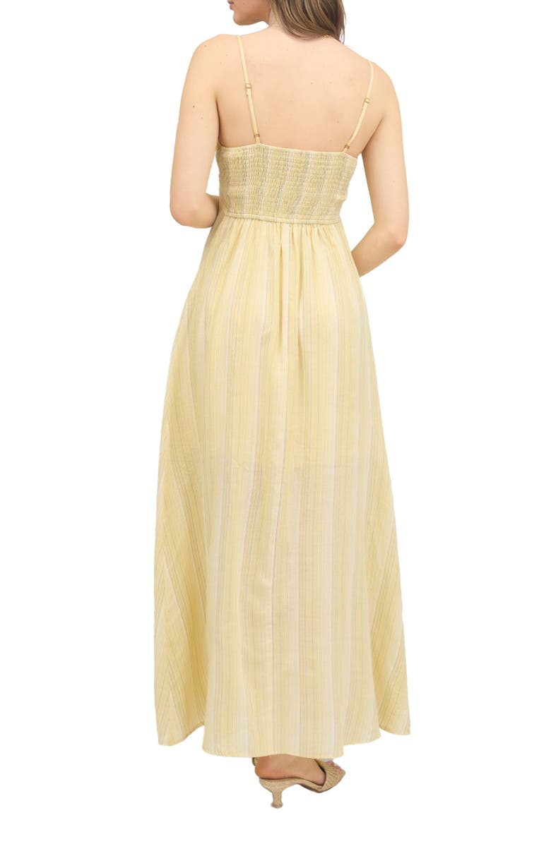 Blu Pepper Stripe Tie Front Empire Waist Maxi Dress, Alternate, color, 