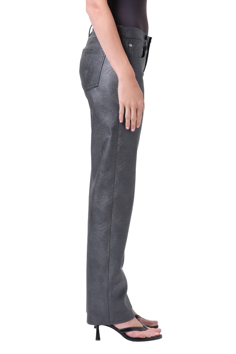 Slim Fit Recycled Leather Pants, Alternate, color, GUNMETAL BLACK