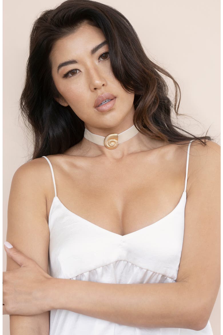 Swirl Shell Choker Necklace, Alternate, color, BEIGE