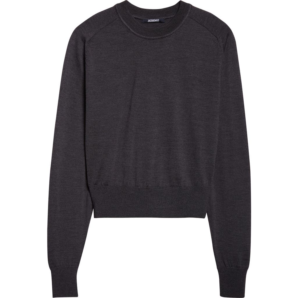 Jacquemus Le Sweater Brode Merino Wool Blend Sweater In Black