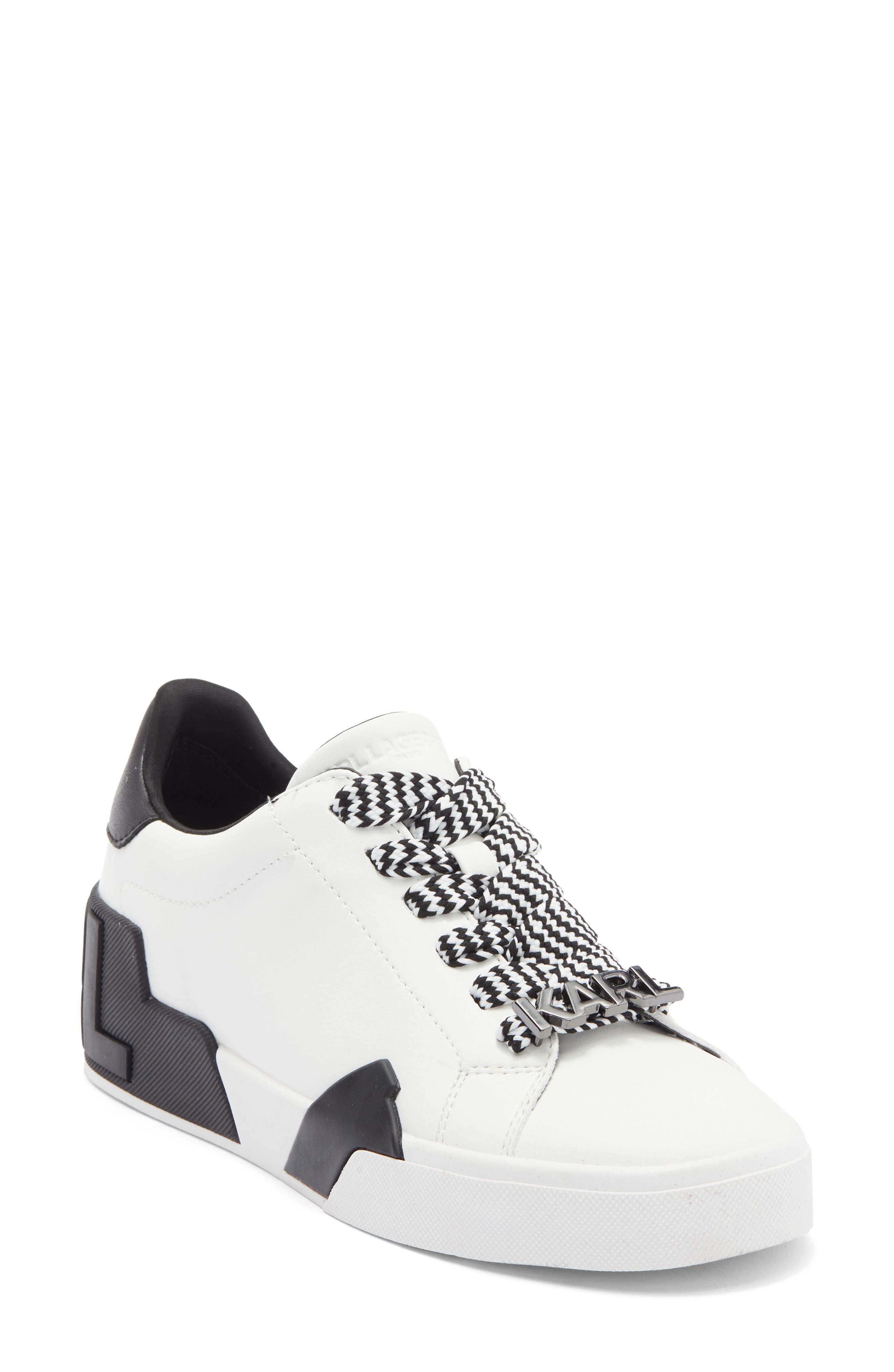 KARL LAGERFELD PARIS Marquise Lace-Up Sneaker, Main, color, Bright White/ Black
