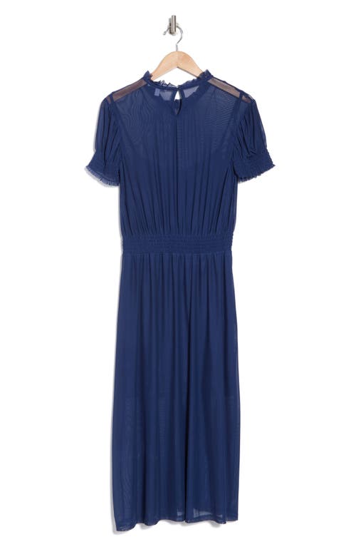 Steve Madden Mesh Short Sleeve Dress In Medieval Blue