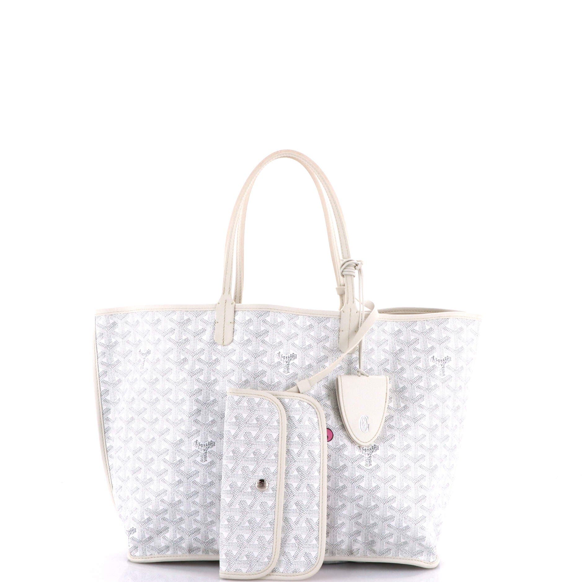 Pre-Owned Goyard Anjou Reversible Tote Printed Coated Canvas PM, Alternate, color, White