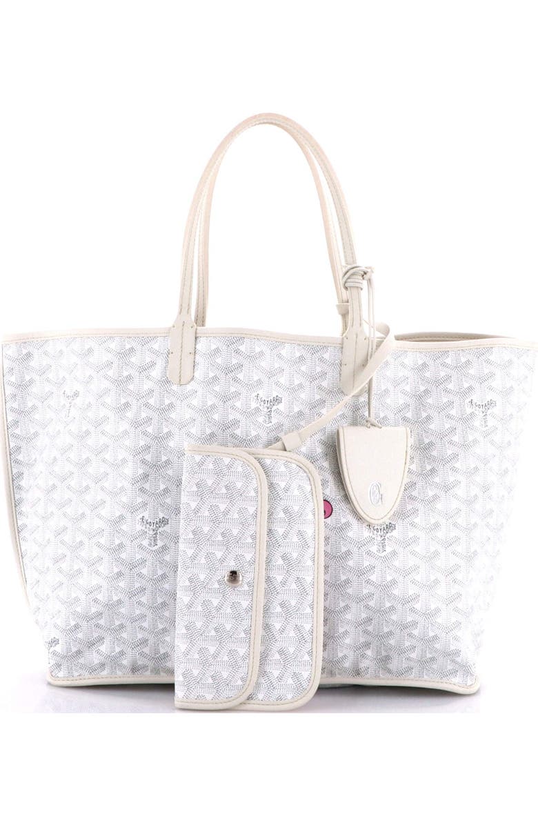 Pre-Owned Goyard Anjou Reversible Tote Printed Coated Canvas PM, Alternate, color, White