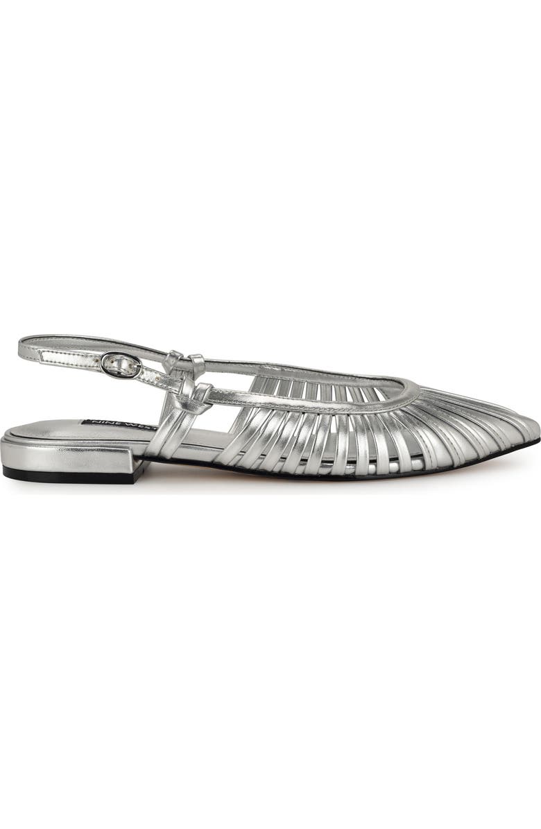 Nine West Duria Slingback Flat, Alternate, color, Silver 040