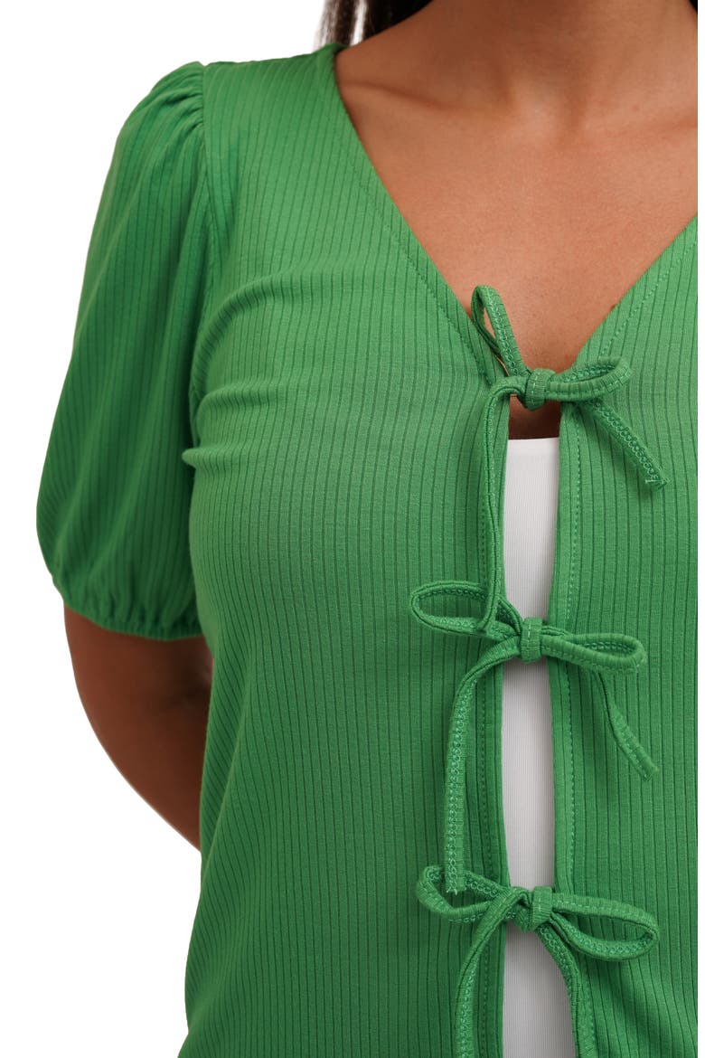 Bow Tie Front Short Sleeve Top, Alternate, color, LIME