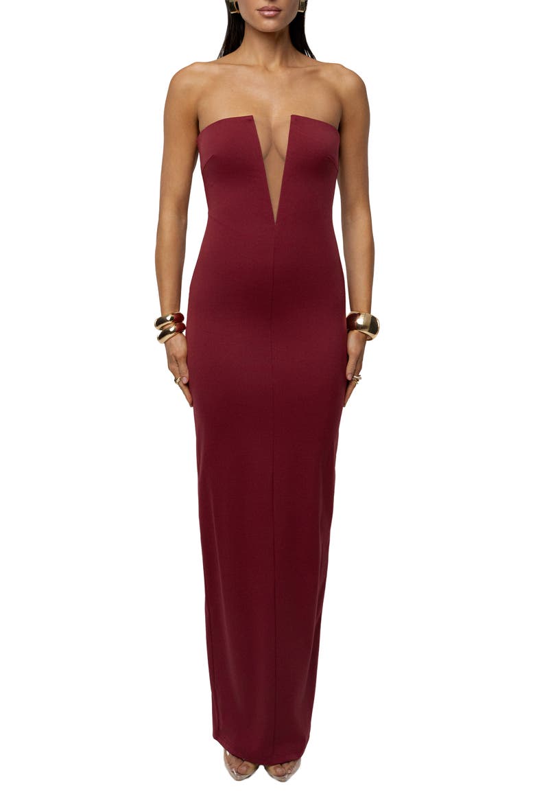Midnight Illusion Strapless Gown, Main, color, RED
