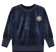 Space Grey Velour Sweatshirt with Smiley and Heart Applique