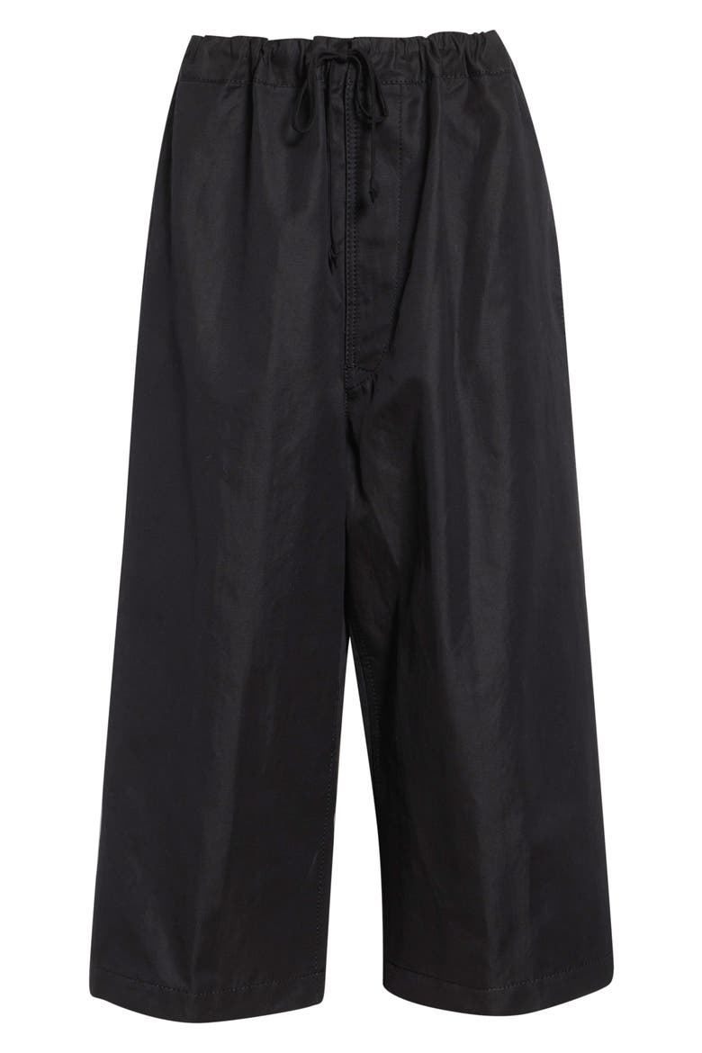 Crop Cotton & Linen Twill Wide Leg Pants, Alternate, color, BLACK