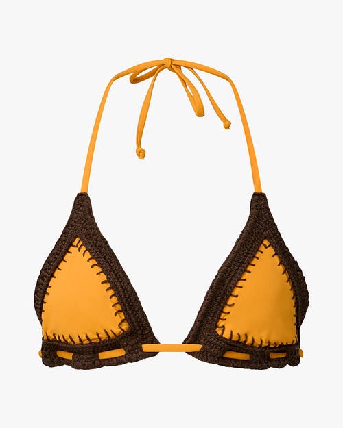 Weworewhat Crochet Combo Triangle Top In Mahogany/orng