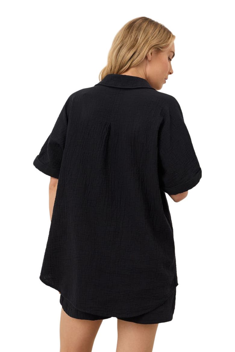 Organic Cotton Coastal Double Gauze Relaxed Shirt, Alternate, color, Jet Black