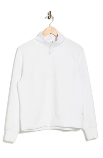 Apana Stellar Scuba Knit Quarter Zip Pullover In White