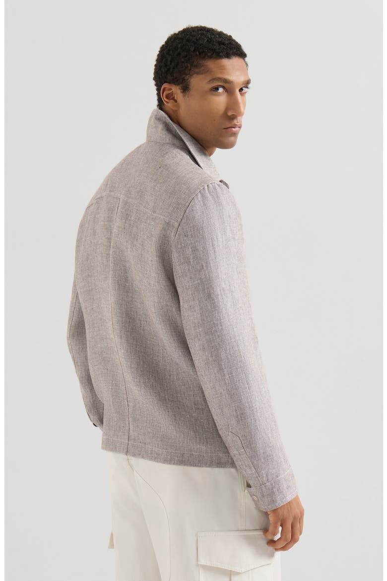 Linen and hemp diagonal outerwear jacket, Alternate, color, Light Brown