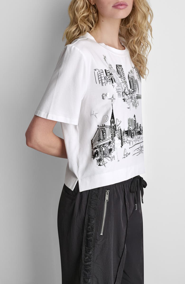 DKNY New York Toile Cotton Blend T-Shirt, Alternate, color,