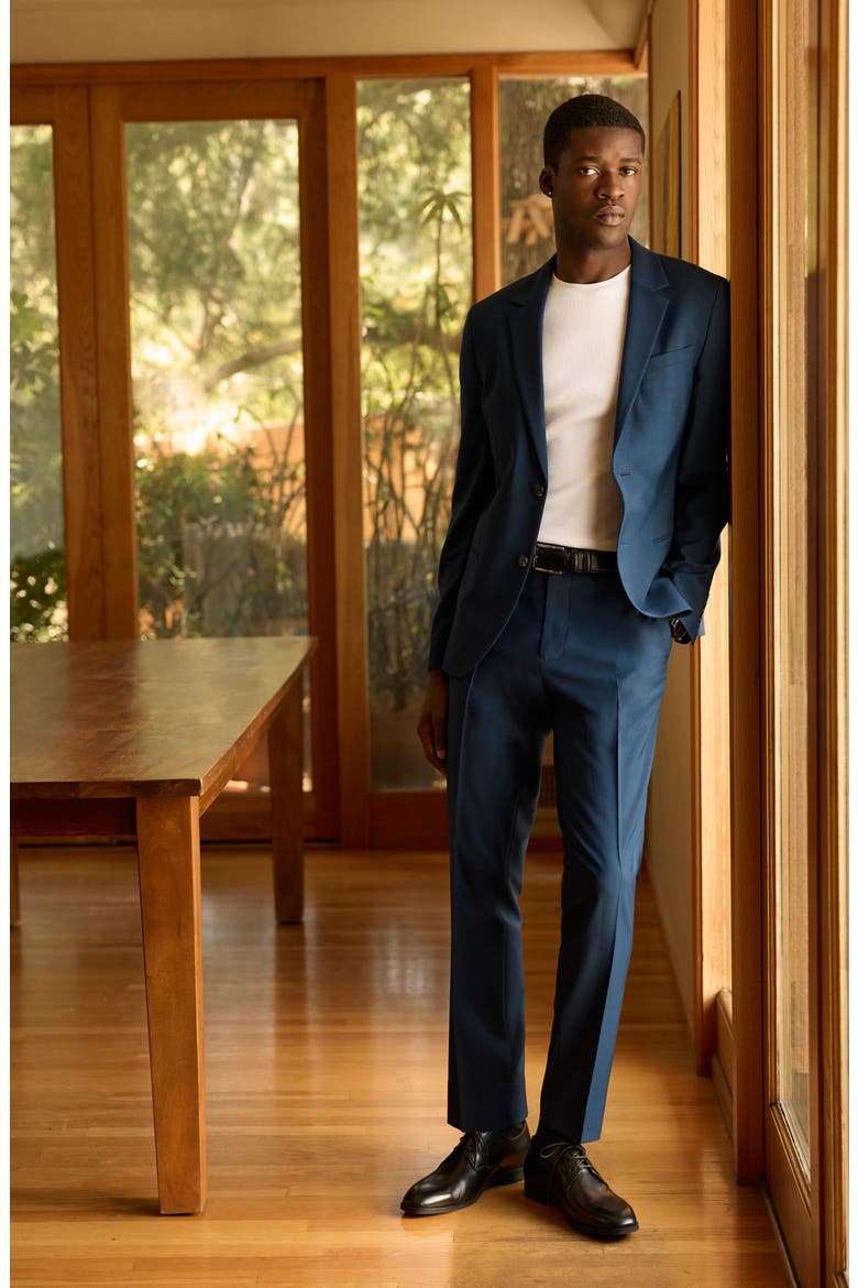 Skinny Fit Wool Blend Sport Coat, Alternate, color, BLACK