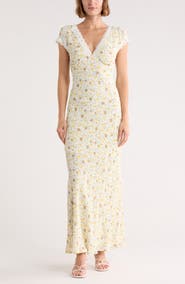 Blu Pepper Floral Cap Sleeve Maxi Dress