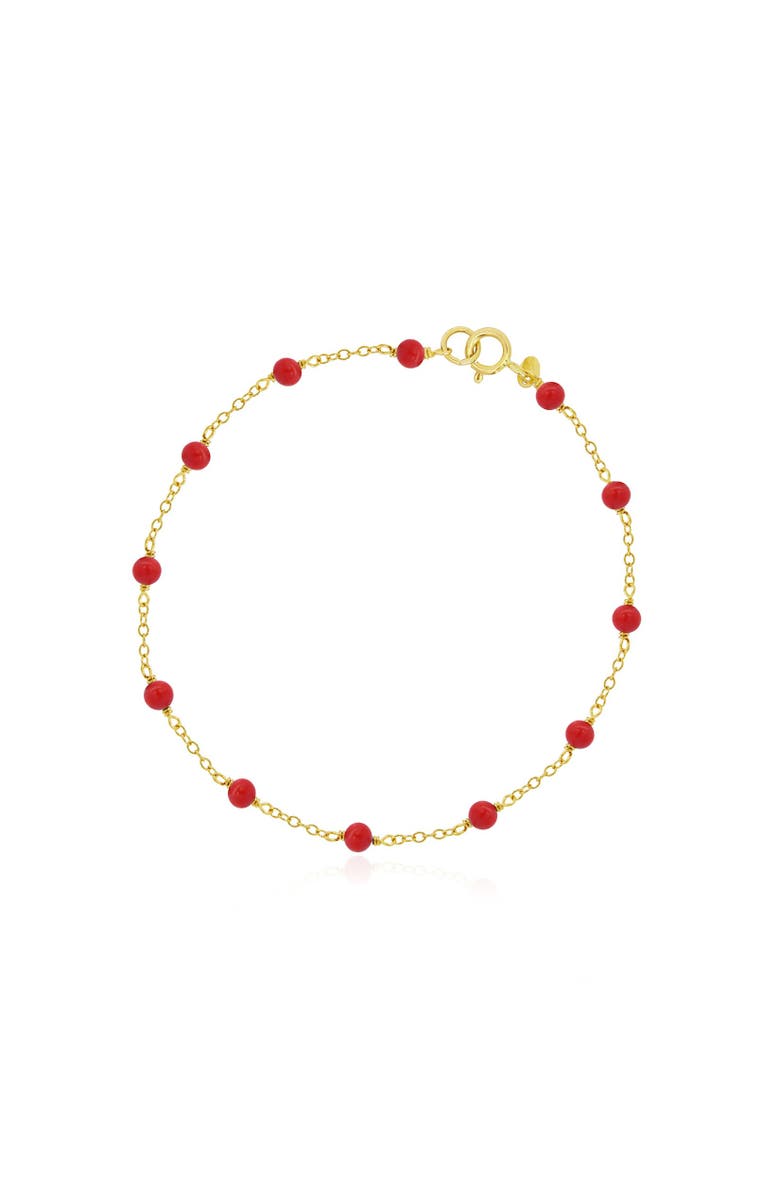 The Lovery Fine Jewelry Coral Bead Chain Bracelet, Main, color, Coral