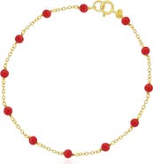 The Lovery Fine Jewelry Coral Bead Chain Bracelet