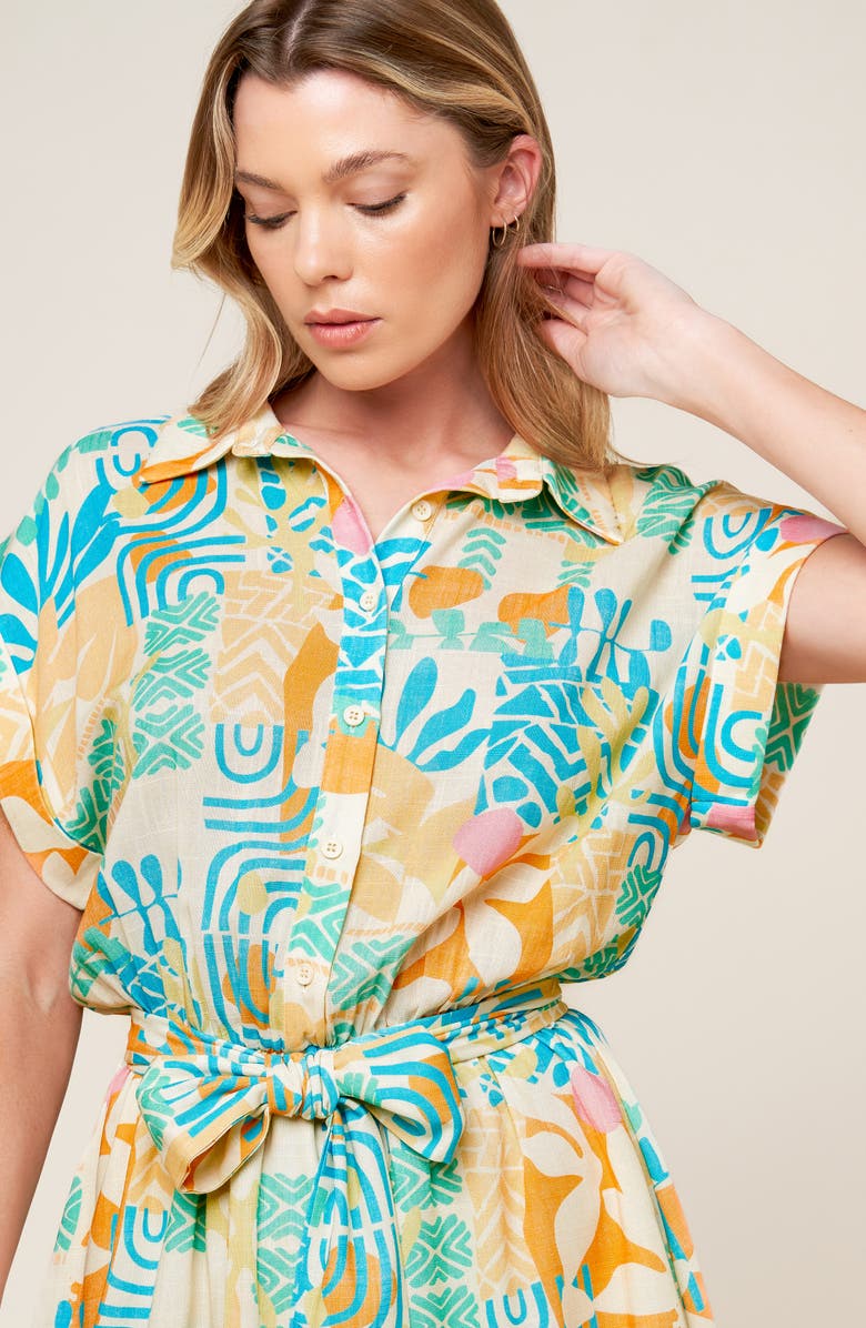 FLYING TOMATO Print Collared Romper, Alternate, color, Off White Multi