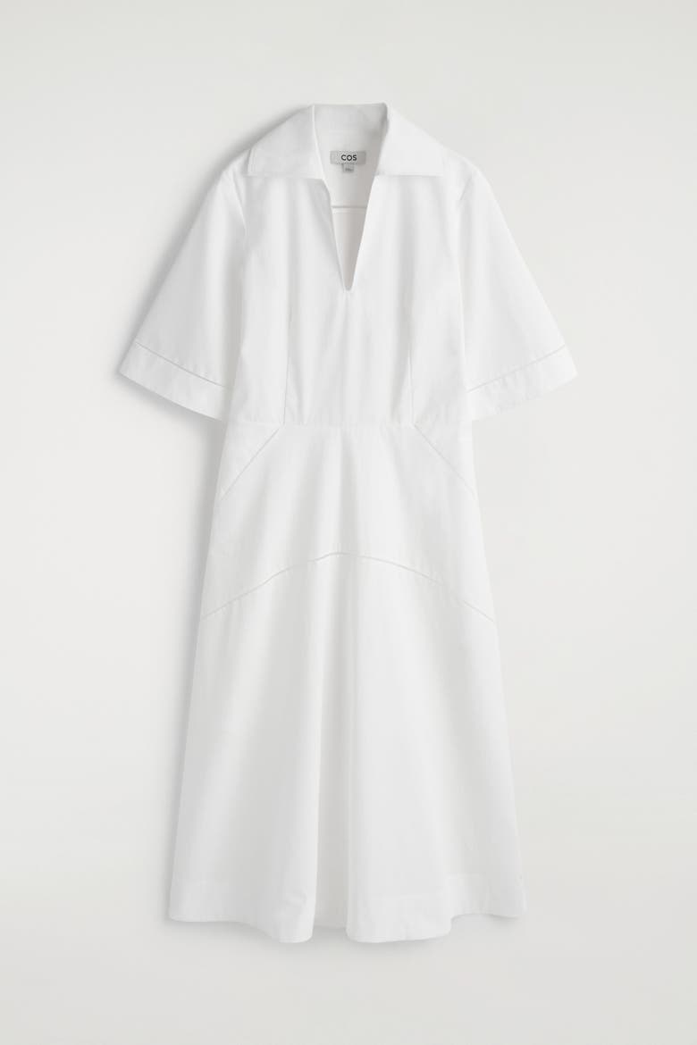 Embroidered Pima Cotton Midi Dress, Alternate, color, WHITE