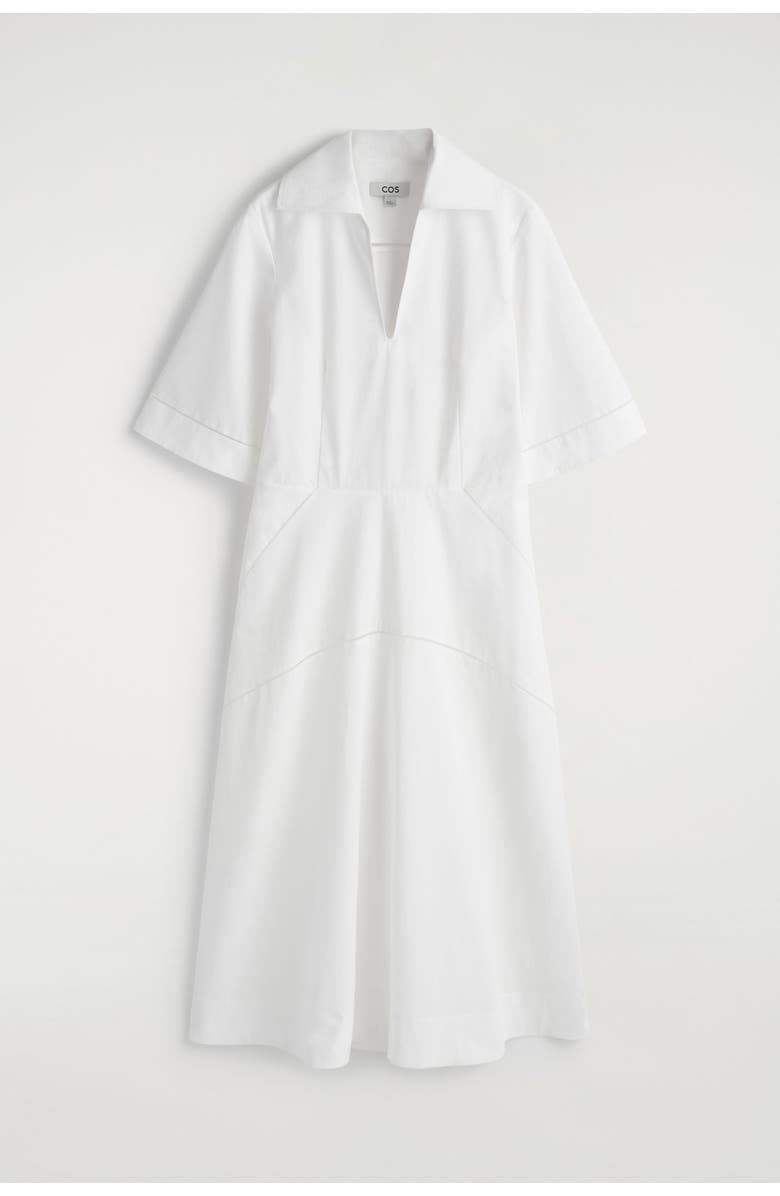 COS Embroidered Pima Cotton Midi Dress, Alternate, color, White