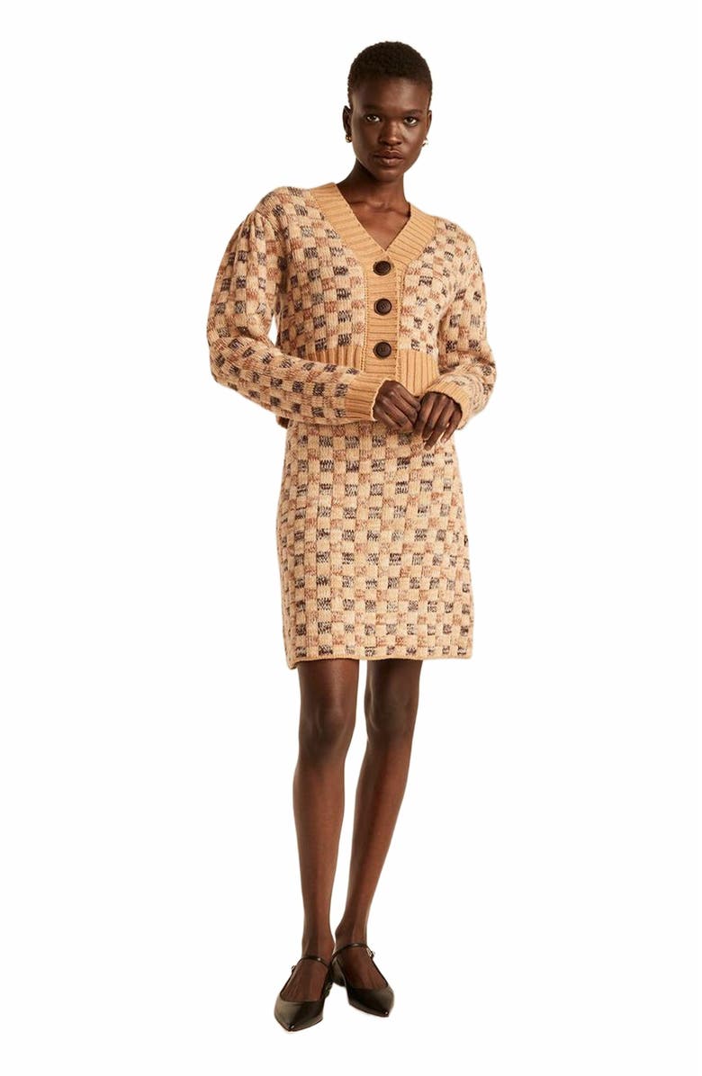 Rebecca Taylor Mini Skirt, Main, color, Honey Checkerboard