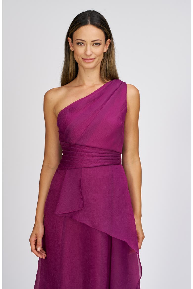 Seraphina One-Shoulder Organza Gown, Alternate, color, VIOLET ROSE