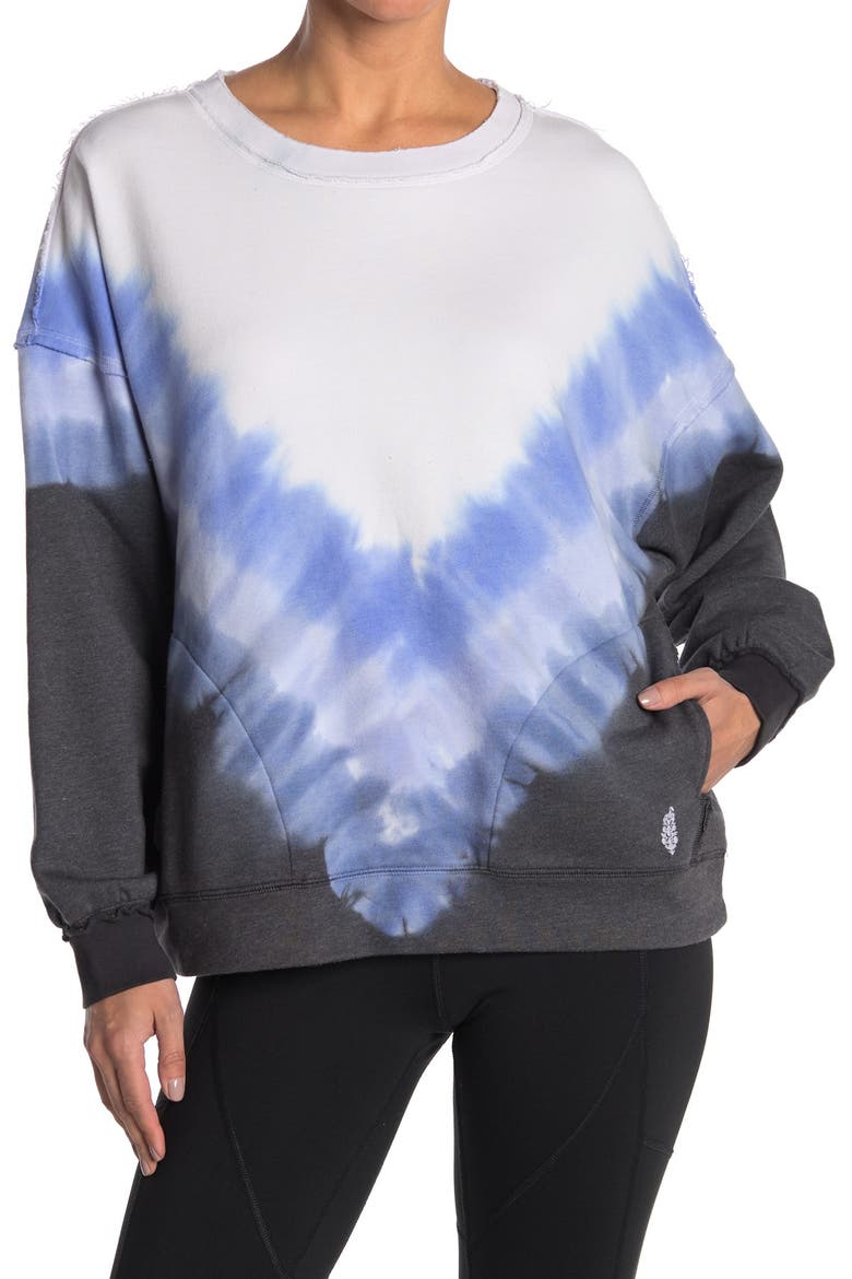 Free People FP Movement Metti Ombré Sweatshirt, Main, color, INDIGO COMBO