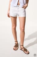 MANGO TEEN Striped Cutoff Denim Shorts