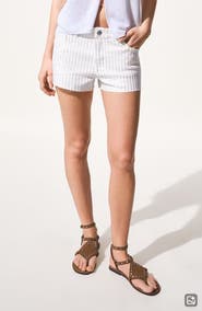 MANGO TEEN Striped Cutoff Denim Shorts