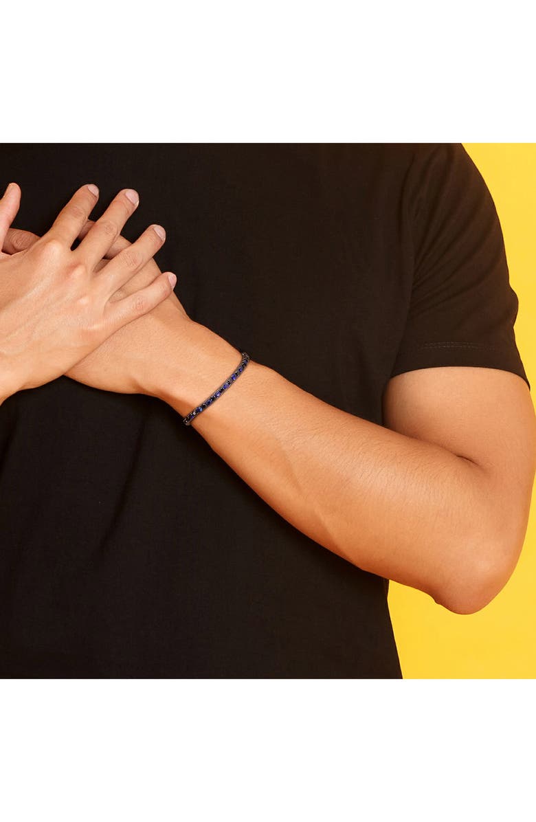 DELMAR Men's Sterling Silver Lab Created Sapphire Bracelet, Alternate, color, Blue