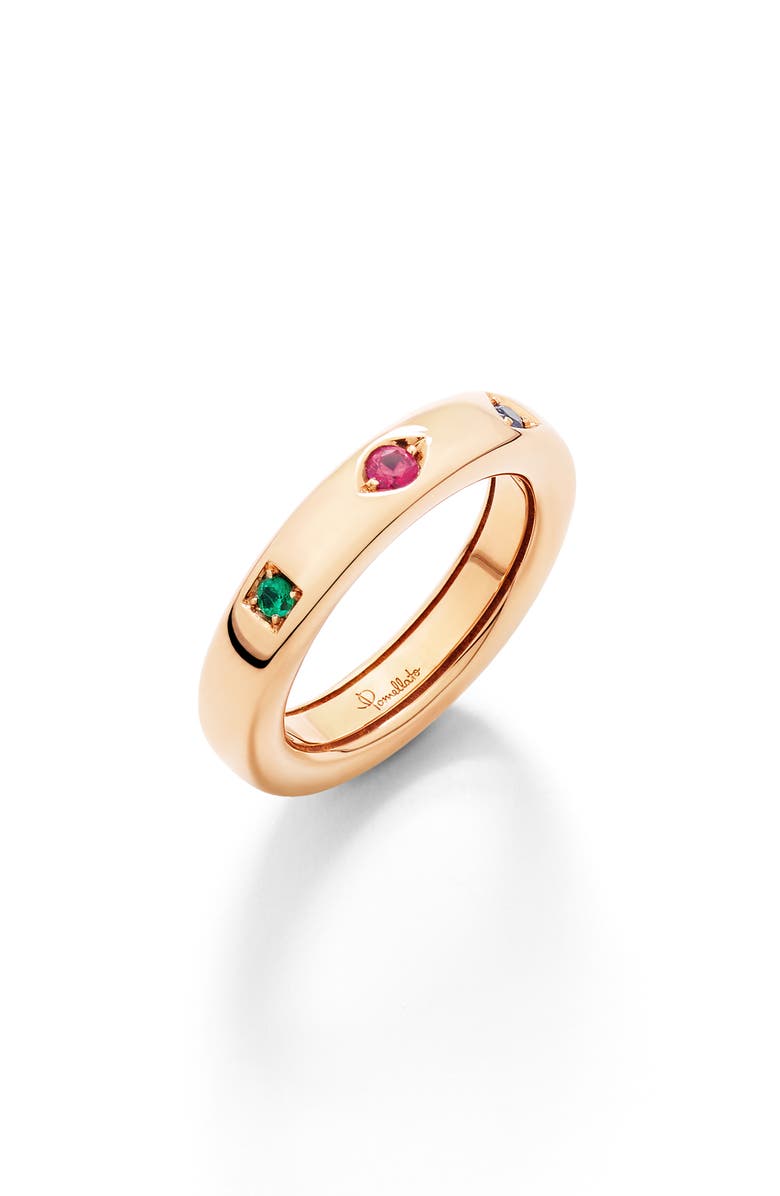 Pomellato Iconica Extra Slim Ring, Main, color, Rose Gold/ Multi