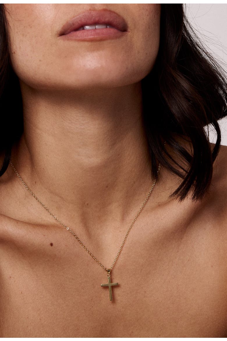 Everyday Cross Pendant Necklace, Alternate, color, Gold