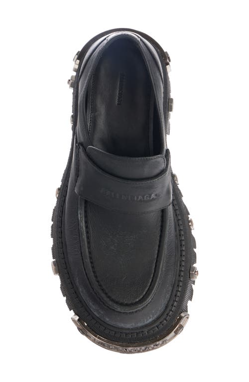 Shop Balenciaga Tractor Lug Sole Loafer In Black/silver